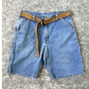 Carhartt denim jeans short distressed carpenter mens workman waist 34